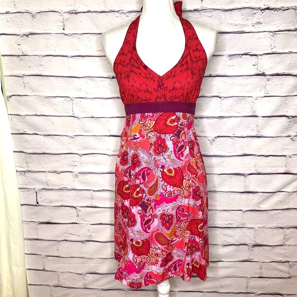 Athleta Women's Pink & Red Pack Everywhere Halter Dress Size 6P
